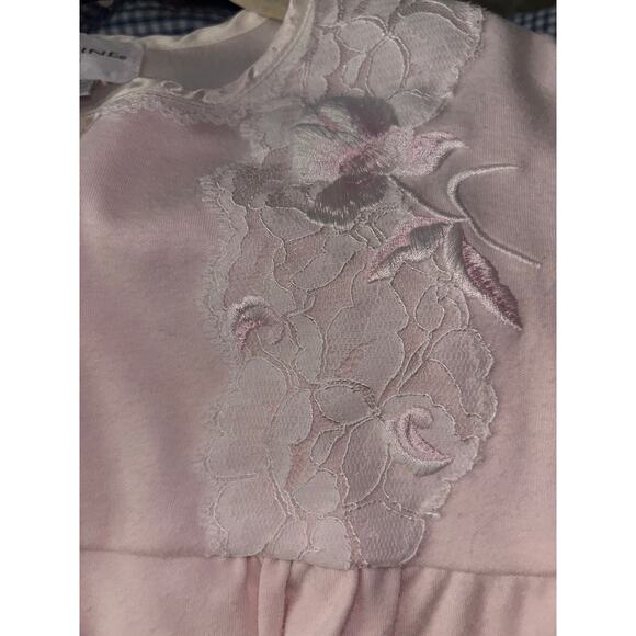 Miss Elaine Intimates Pink Nightgown M Cotton Blend Lace Embroidered Cottagecore - Picture 7 of 11